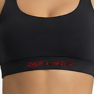 RS - Black Sports Bra / Red Print
