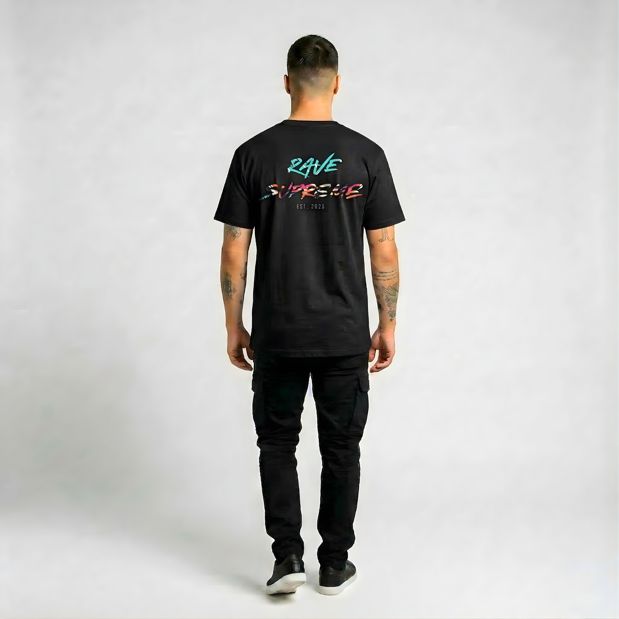 RS - The Original - Black T-shirt / Cyan Print