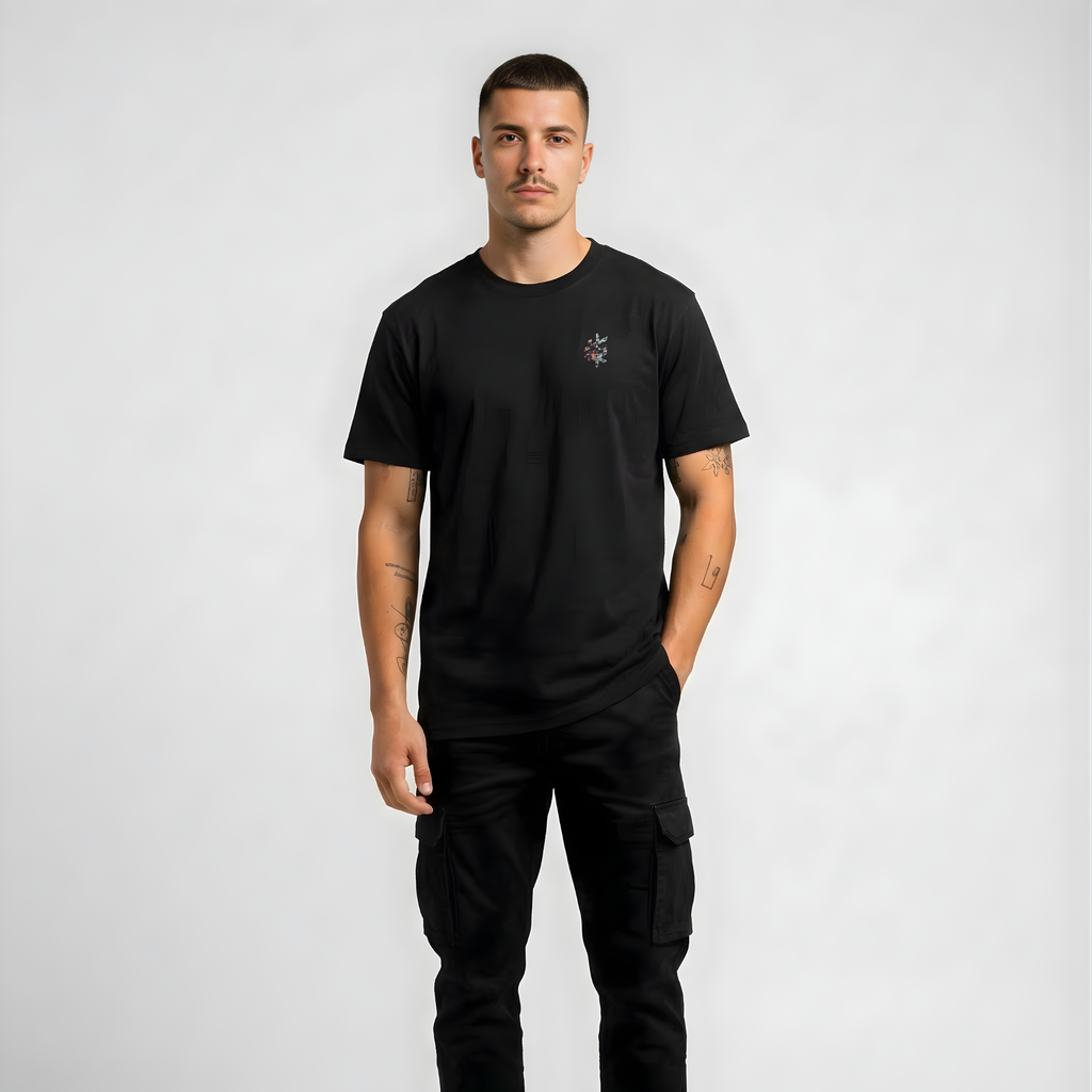 RS - The Original - Black T-shirt / Cyan Print