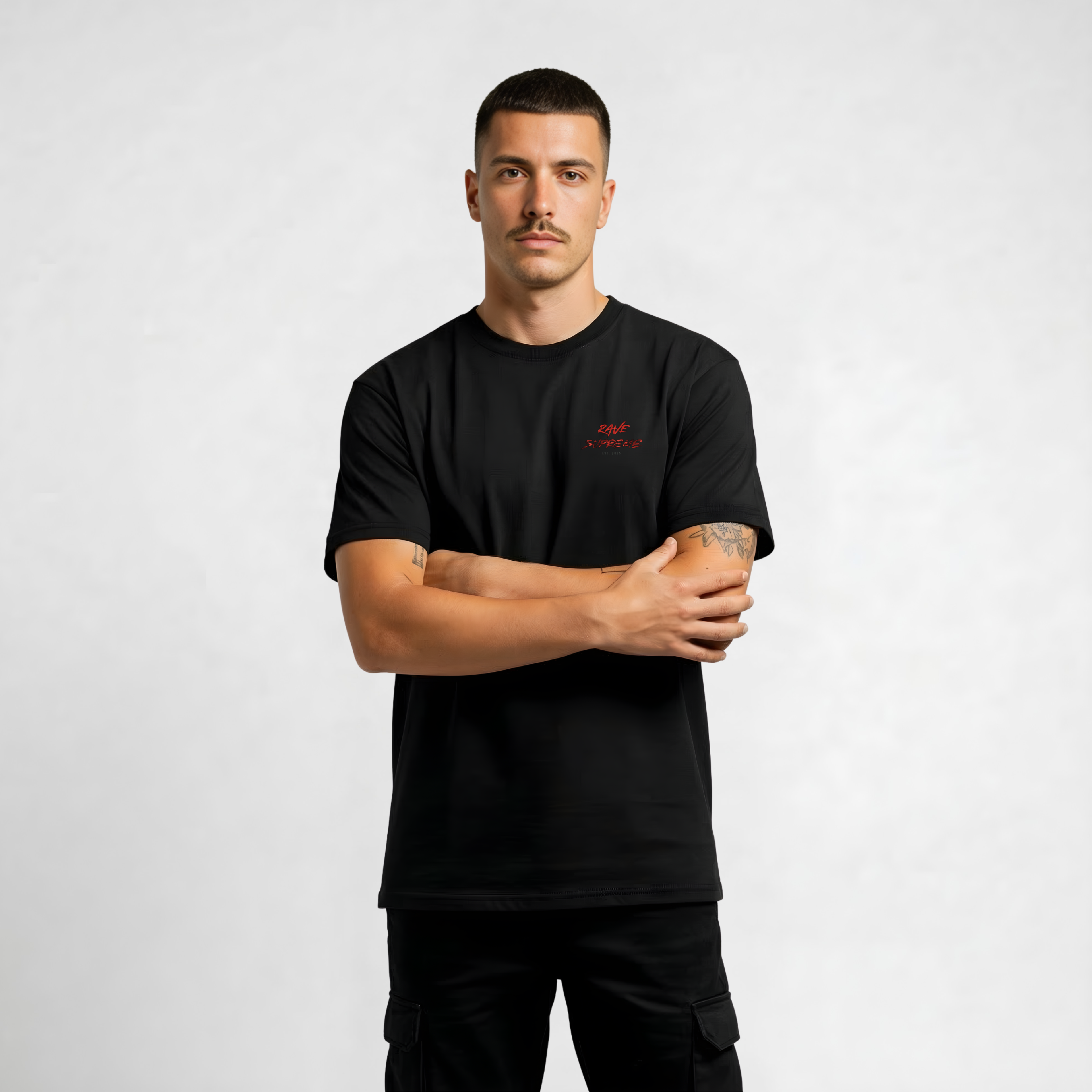 RS - Clean & Subtle - Black T-shirt / Red Print