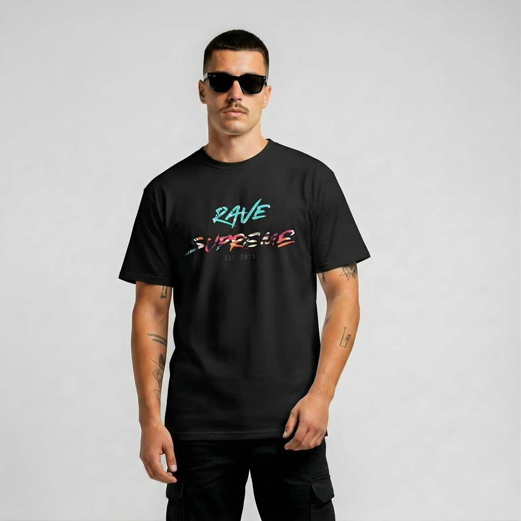 RS - Big & Bold - Black T-shirt / Cyan Print