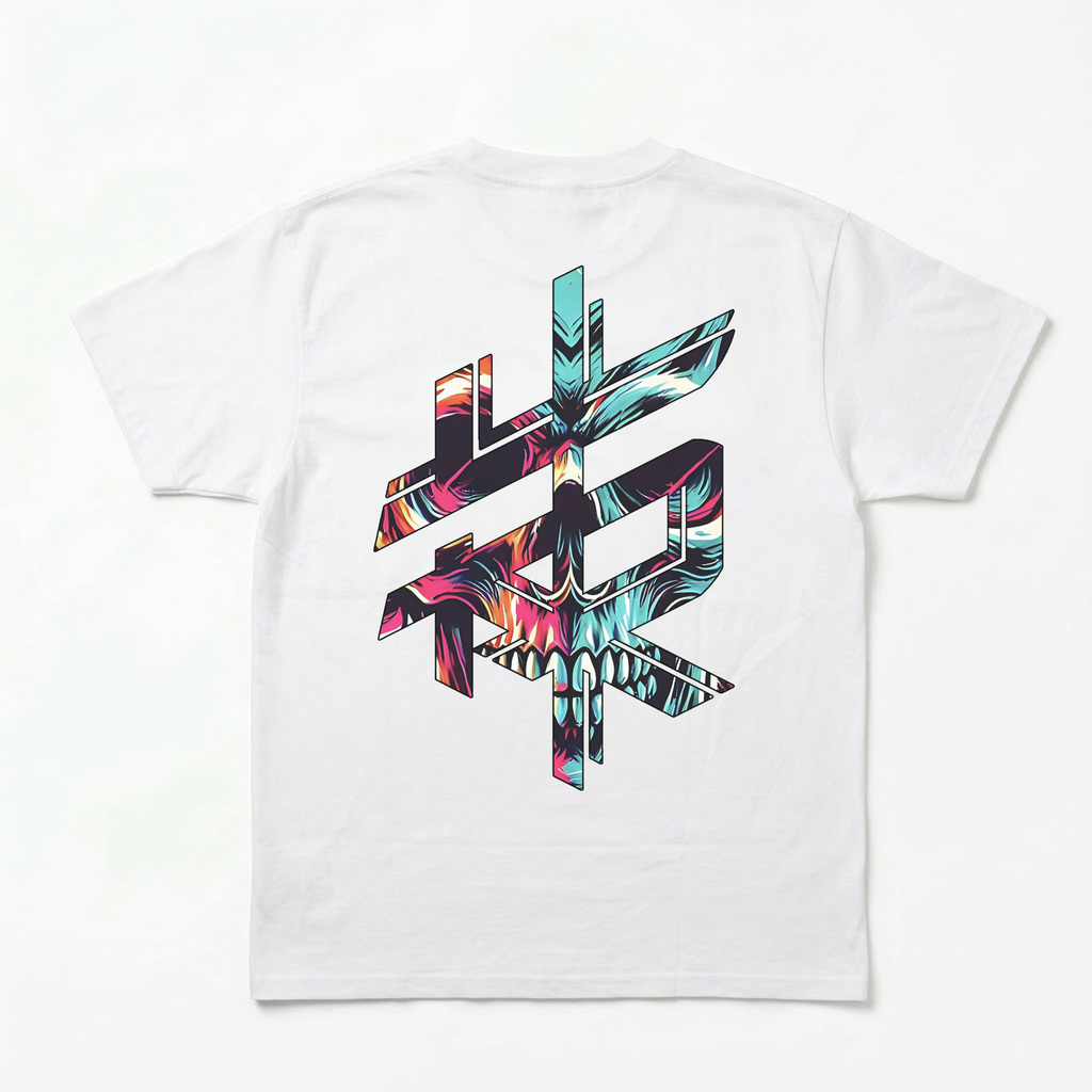 RS - Big & Bold - White T-shirt / Cyan Print