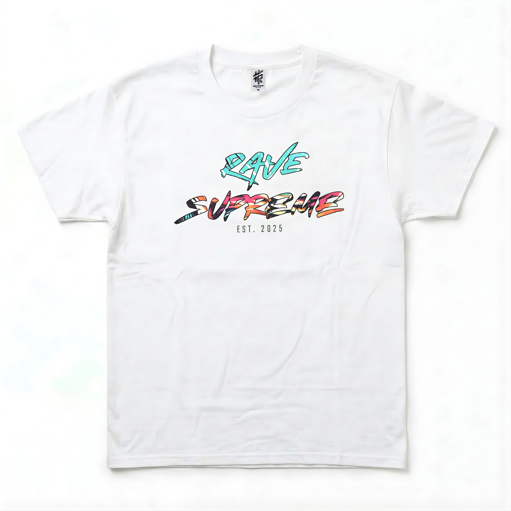 RS - Big & Bold - White T-shirt / Cyan Print