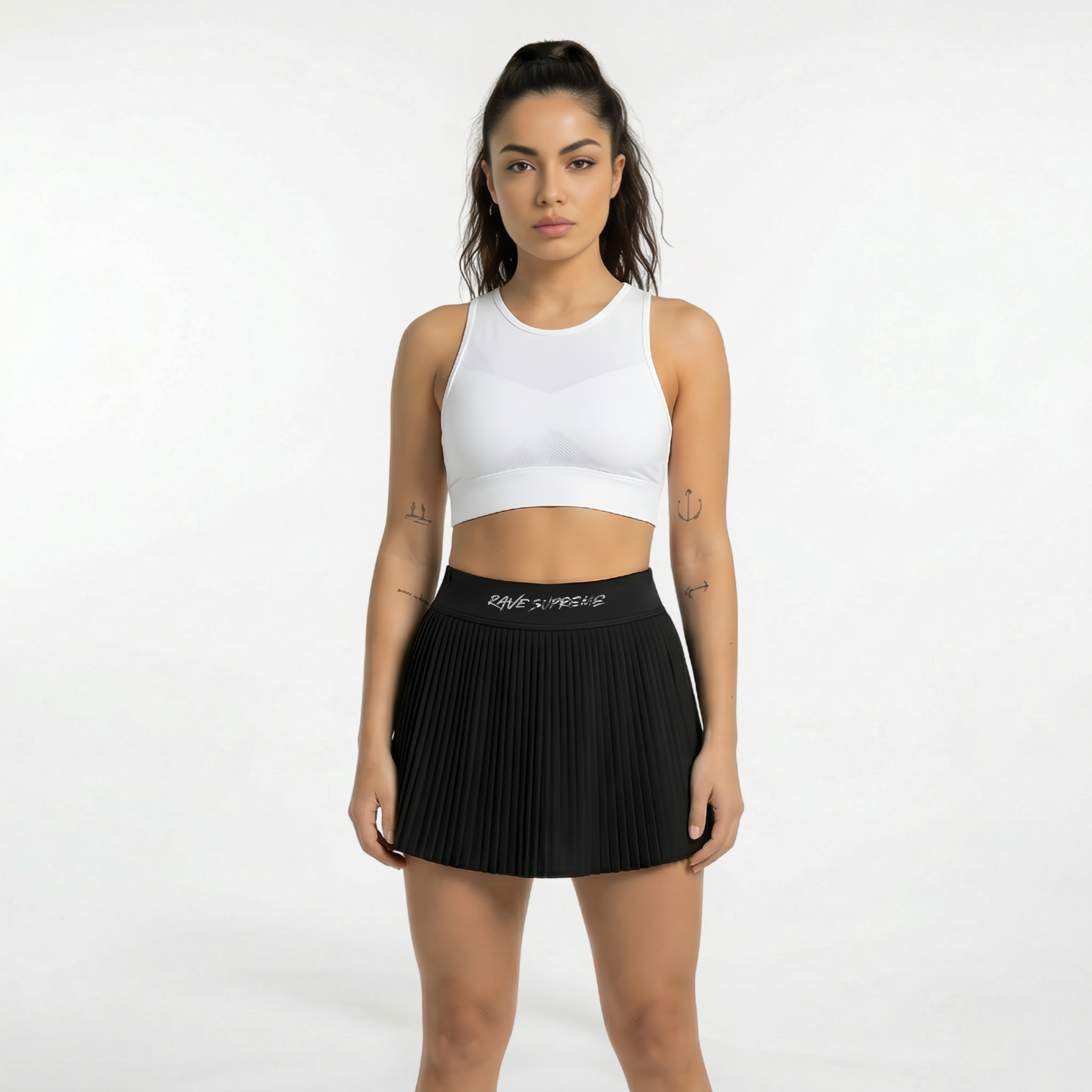 RS - Black Miniskirt / White Print