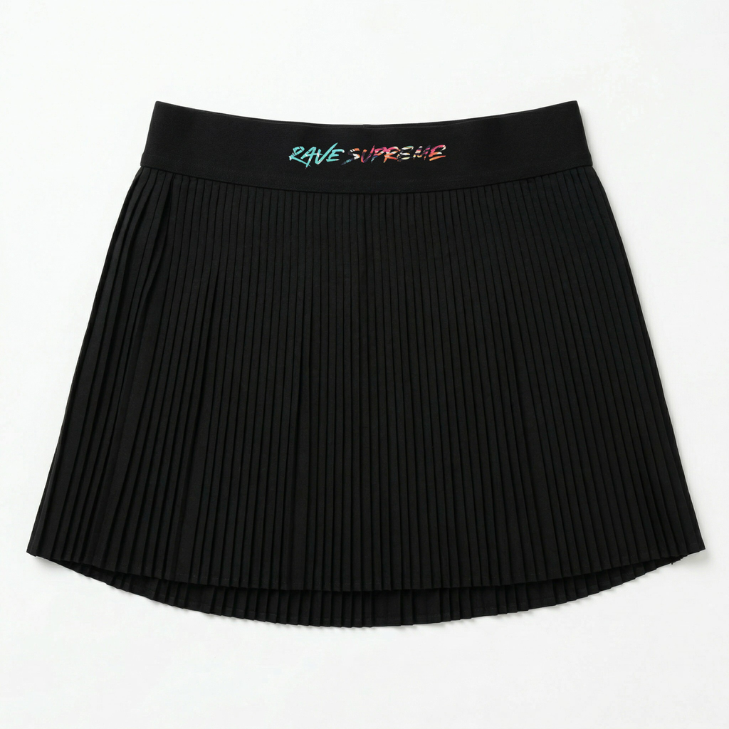 RS - Black Miniskirt / Cyan Print