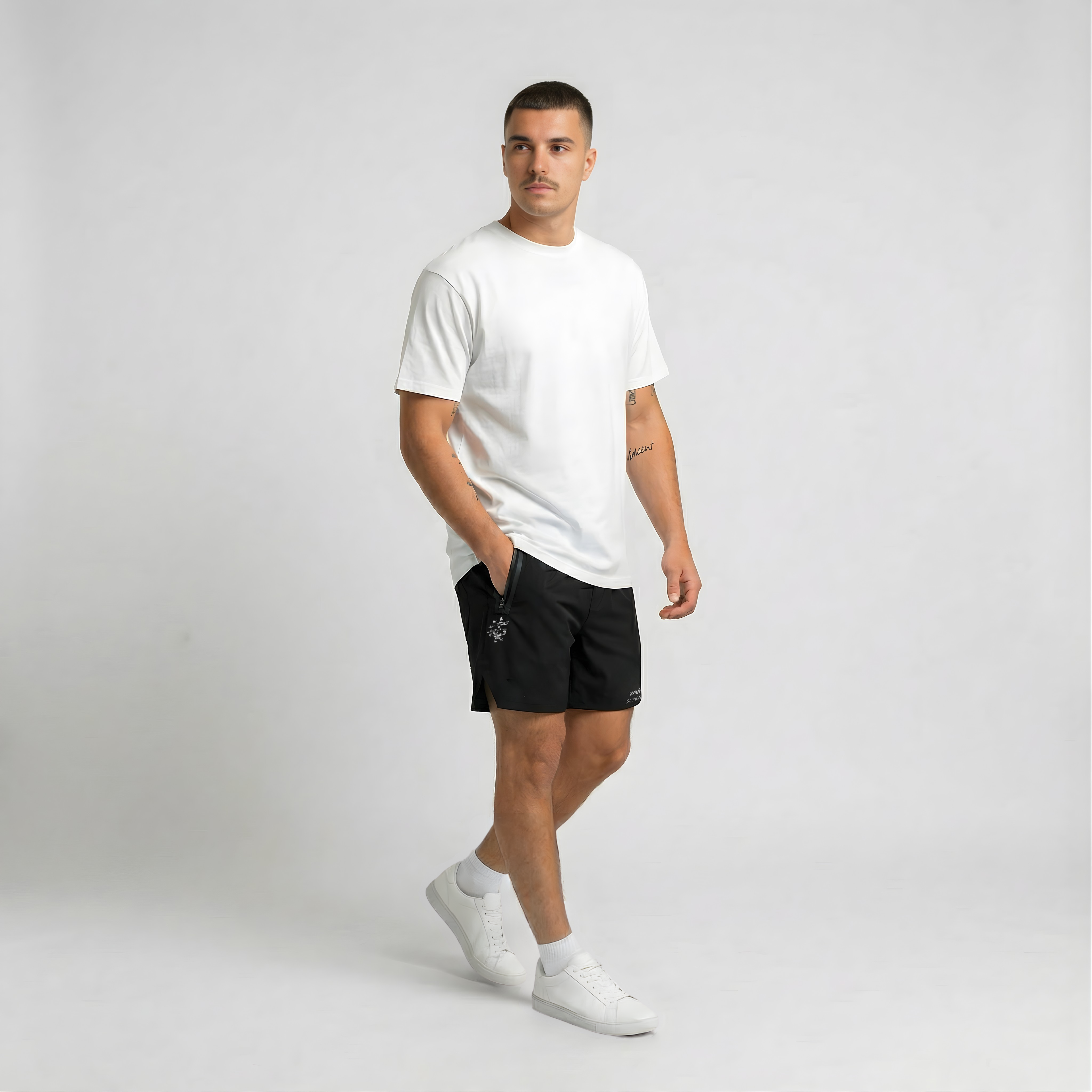 RS - Black Shorts / White Print