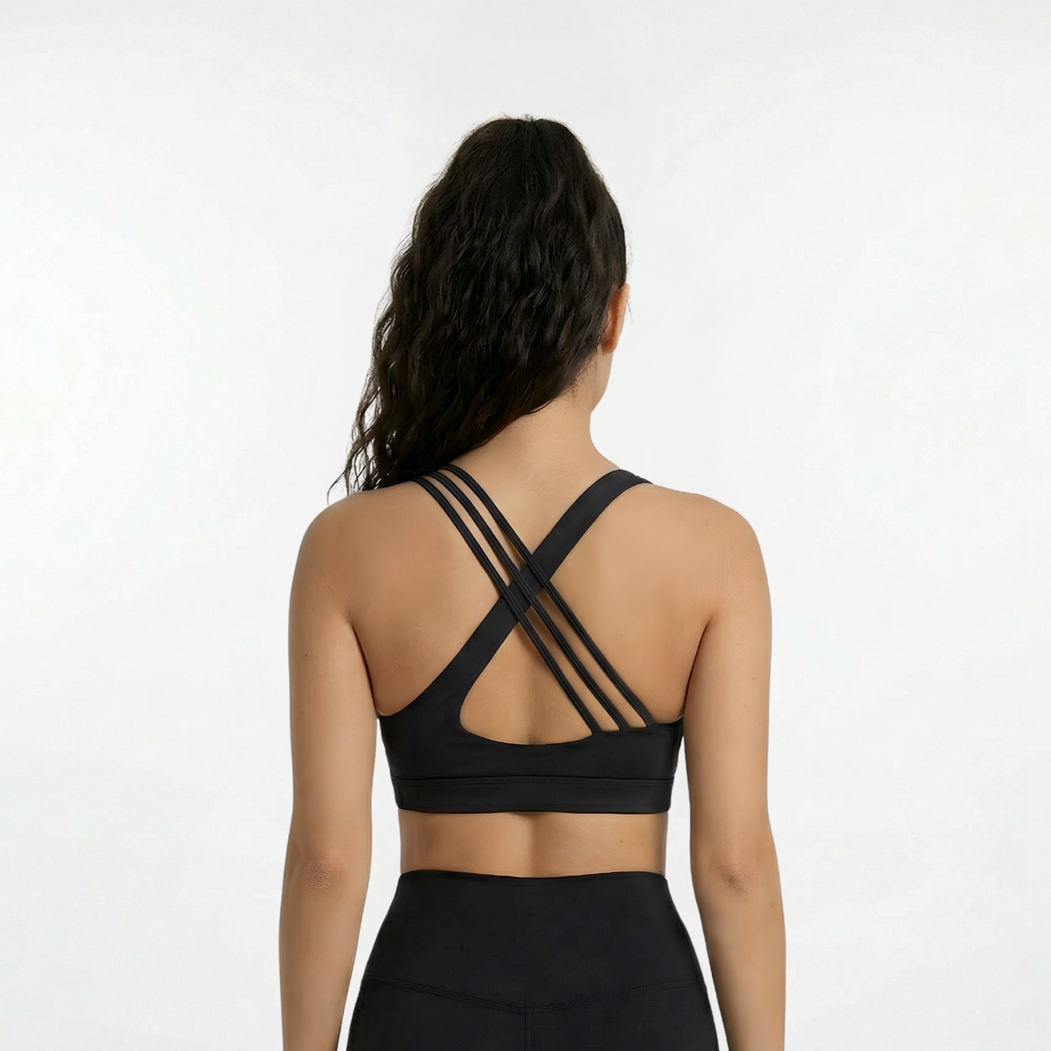 RS - Black Sports Bra / White Print