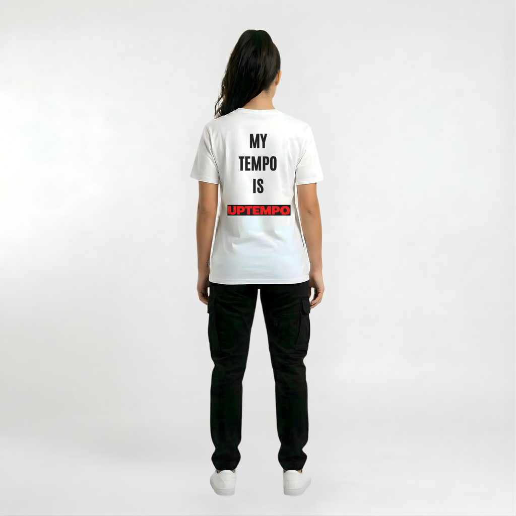 UG - My Tempo is Uptempo - White T-shirt / Black Print